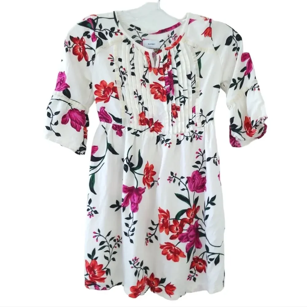 Old Navy Floral Girls Dress Size 8 Cream, Pink Spring Dress, Summer Dress